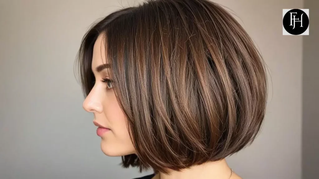 12. Rounded Brunette Bob with Voluminous Layers